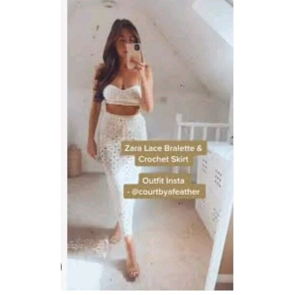 Zara EMBROIDERED GUIPURE LACE CROP TOP LIMITED EDITION Small NWT 1067 458 - Picture 2 of 3